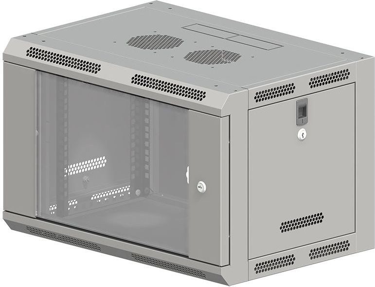 Kabinet mural rrjeti Q-Lantec 19" 6U, derë xhami, i zi