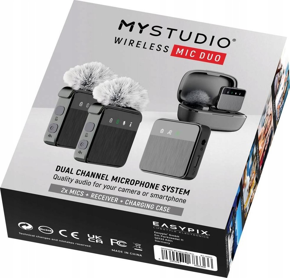 Mikrofon wireless Easypix MyStudio Mic Duo, 2 kanale, set me 2 lavalierë, i zi
