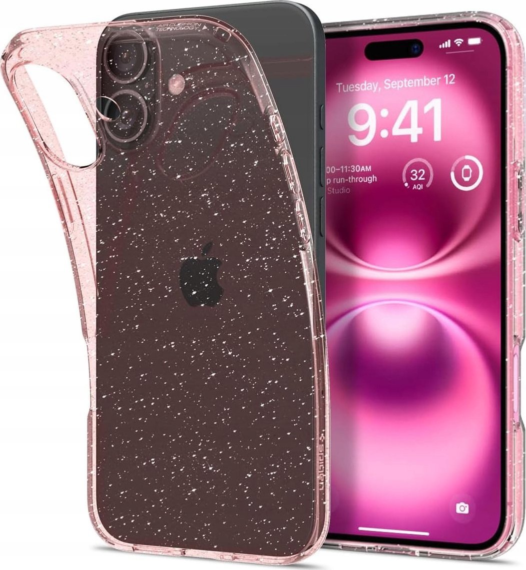 Mbulesë telefoni Spigen Liquid Crystal Glitter, për iPhone 16, TPU, Rose Quartz me shkëlqim