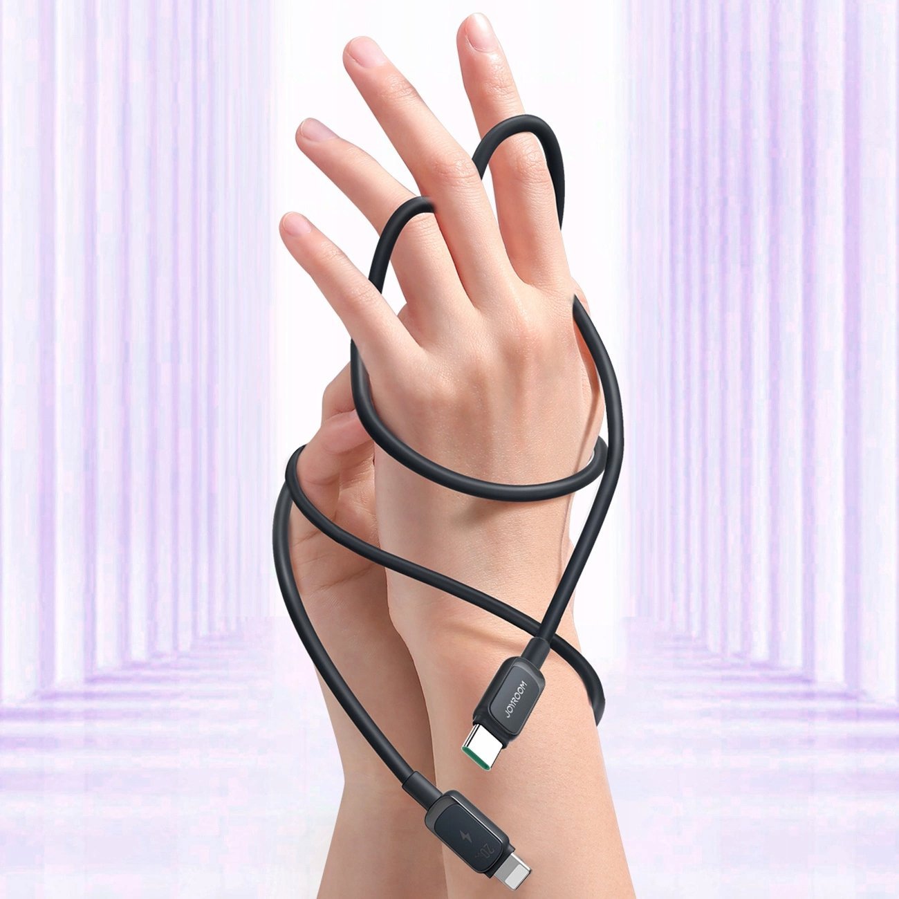 Kabëll karikues Joyroom Multi Color Series A14, USB C në Lightning, 20W, 1.2m, i zi