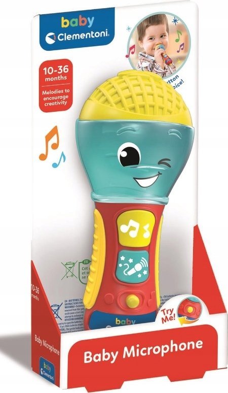 Mikrofon muzikor për fëmijë Clementoni, me tinguj dhe melodi, shumëngjyrësh