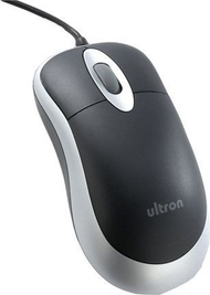 Maus Ultron UM-100, me kabllo, USB, i zi dhe i argjendtë