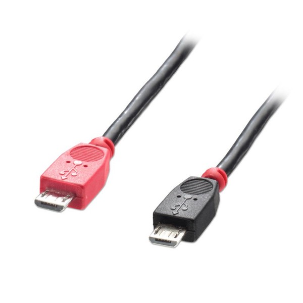 Kabllo Lindy microUSB - microUSB, 1m, e zezë