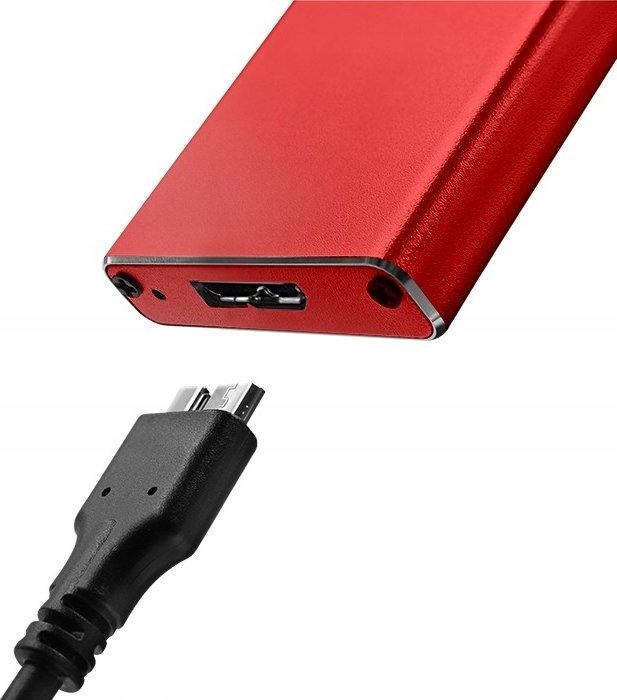 Kuti e jashtme Qoltec për SSD M.2 SATA NGFF, USB 3.0, 2TB, e kuqe