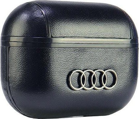Kover mbrojtës Audi Leather Big Logo, për AirPods Pro 2, lëkurë, i zi