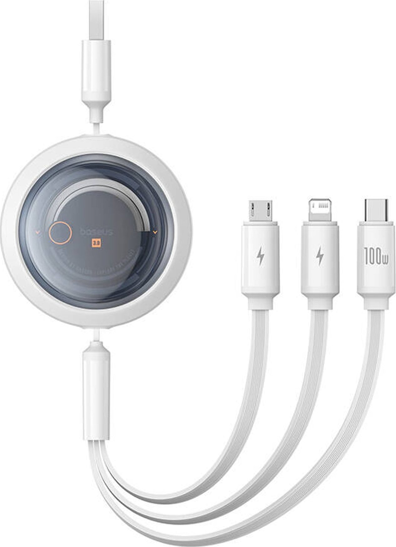 Kabllo karikimi Baseus Free2Draw Retractable Crystal, USB, karikim i shpejtë, transparente