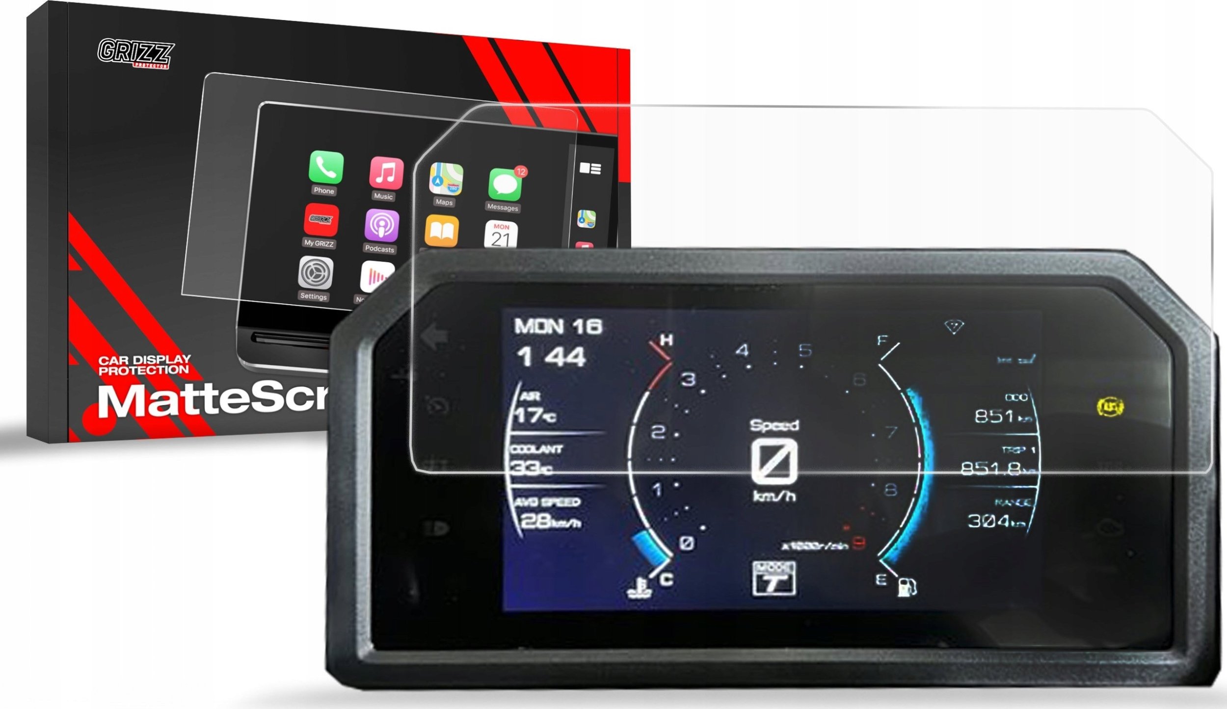 Folje mbrojtëse ekrani GRIZZ MatteScreen për Yamaha Tmax 7", anti-gërvishtje, anti-fingerprint, transparente