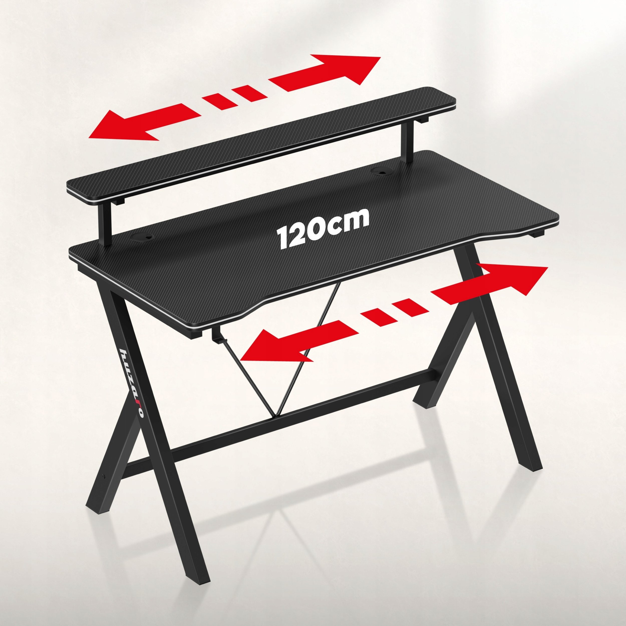 Tryezë gaming Huzaro Hero 1.9, MDF, 140 x 60 cm, e zezë