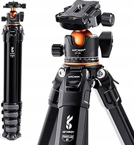 Tripod fotografik K&amp;F Concept KF09.105, lartësi 178 cm, ngarkesë 15 kg, i zi