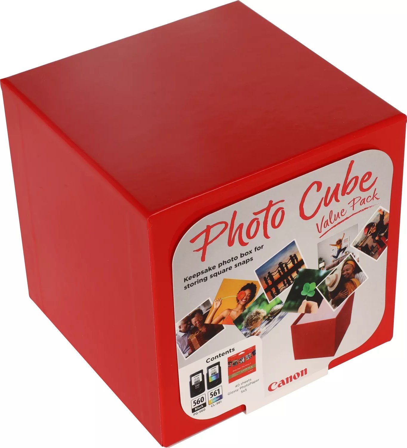 Paketë bojëra dhe letër fotografike Canon Photo Cube 3713C007, PG-560, CL-561, PP-201 5x5, 40 fletë