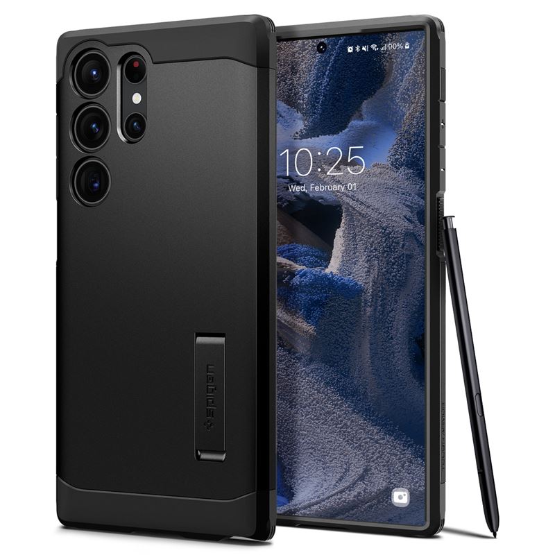 Mbështjellës për Samsung Galaxy S23 Ultra Spigen Tough Armor, i zi
