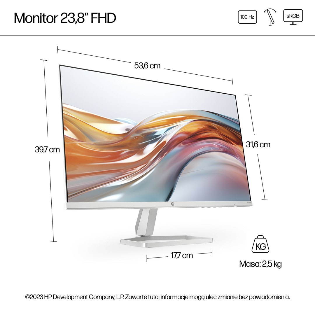 Monitor HP 23.8-inch Series, 23.8", 1920 x 1080, 100 Hz, i argjendtë