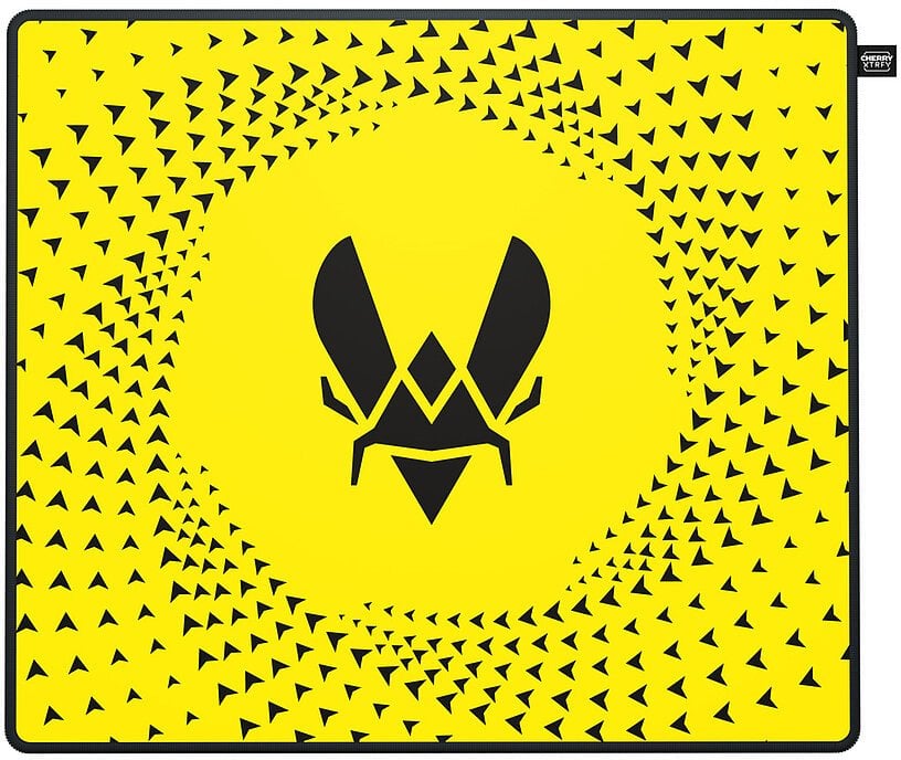 Mousepad lojërash CHERRY XTRFY GP5 Vitality, i madh, skaje të qepura, i zi e verdhë