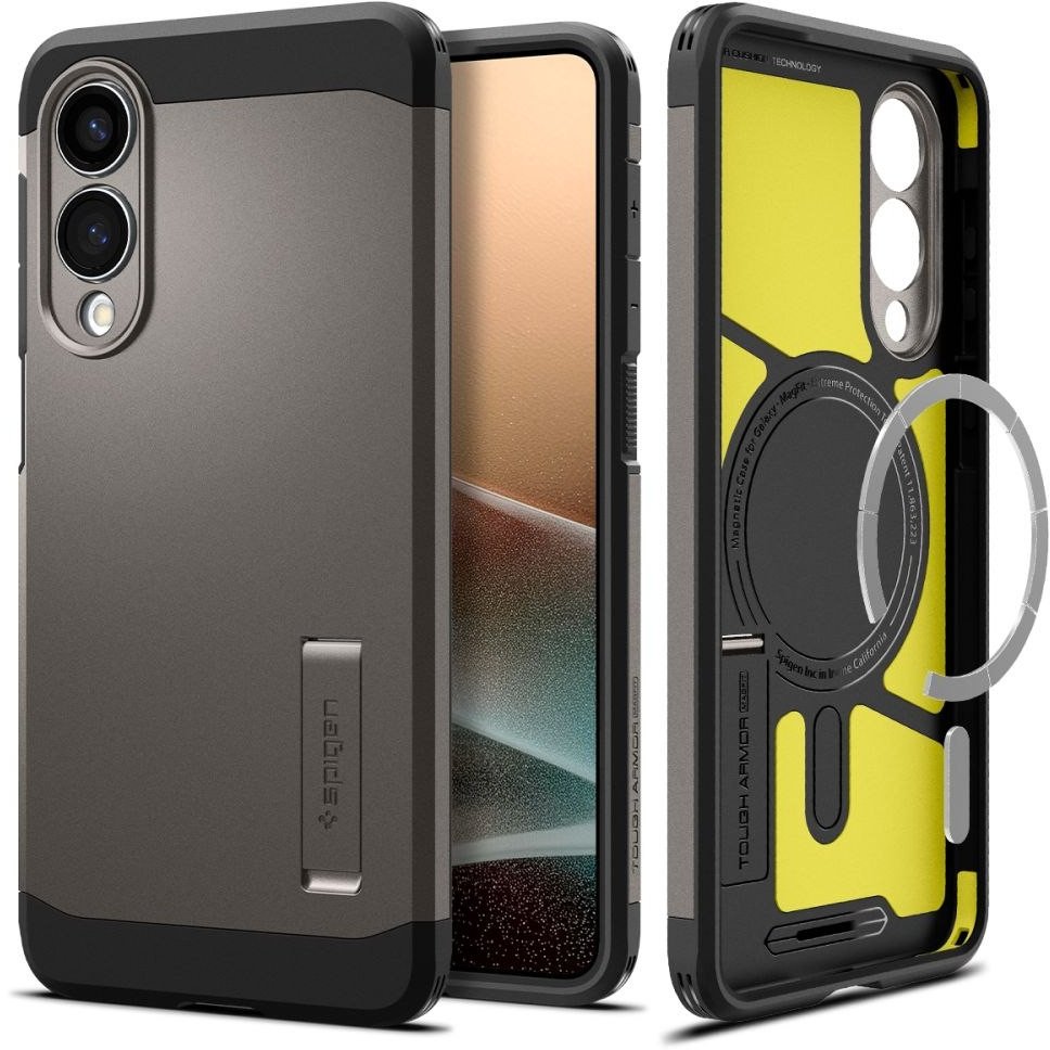 Mbulesë telefoni Spigen Tough Armor MagSafe, për Samsung Galaxy S25 Edge, Gunmetal