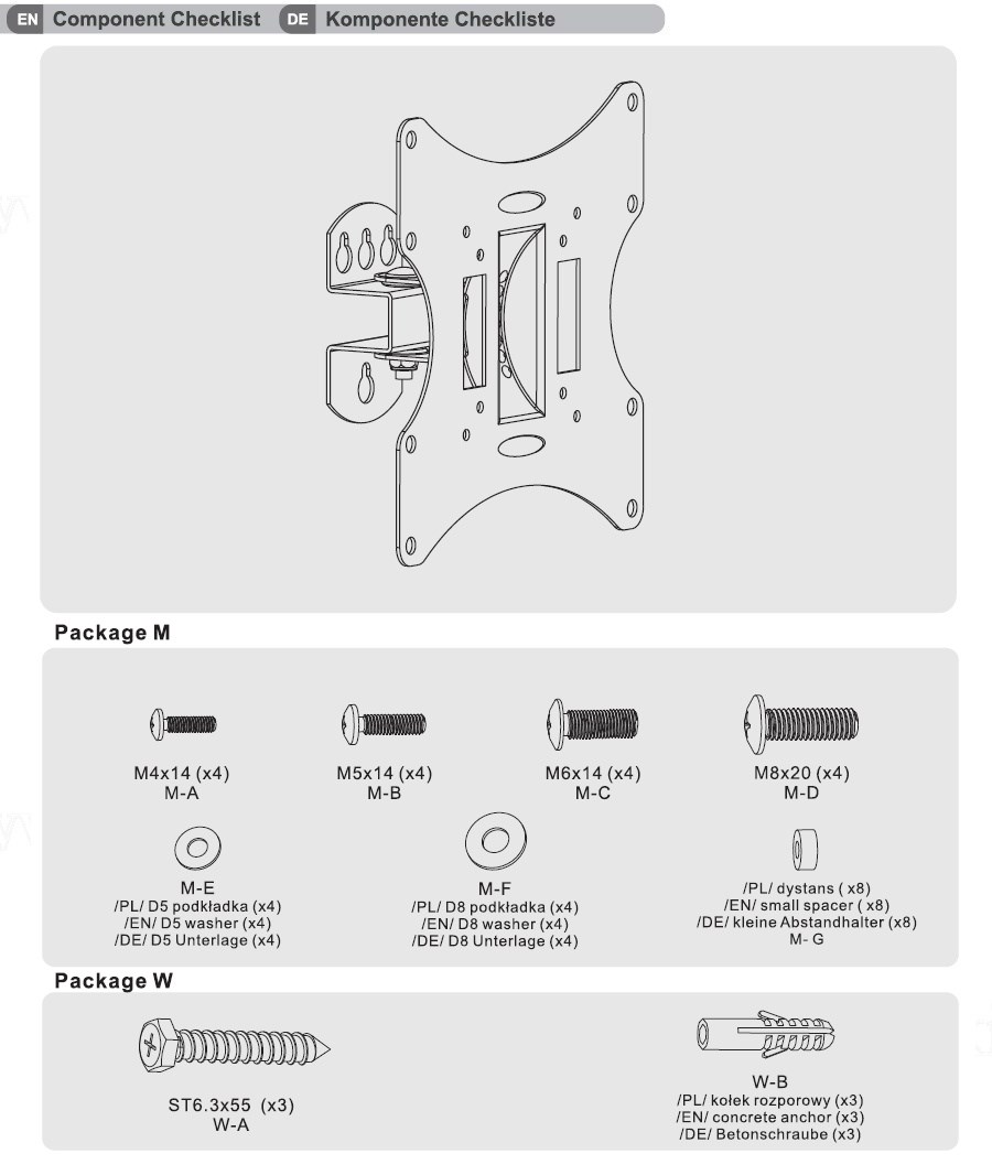 Mbajtëse muri për TV Maclean MC-501B, 23-42", e zezë