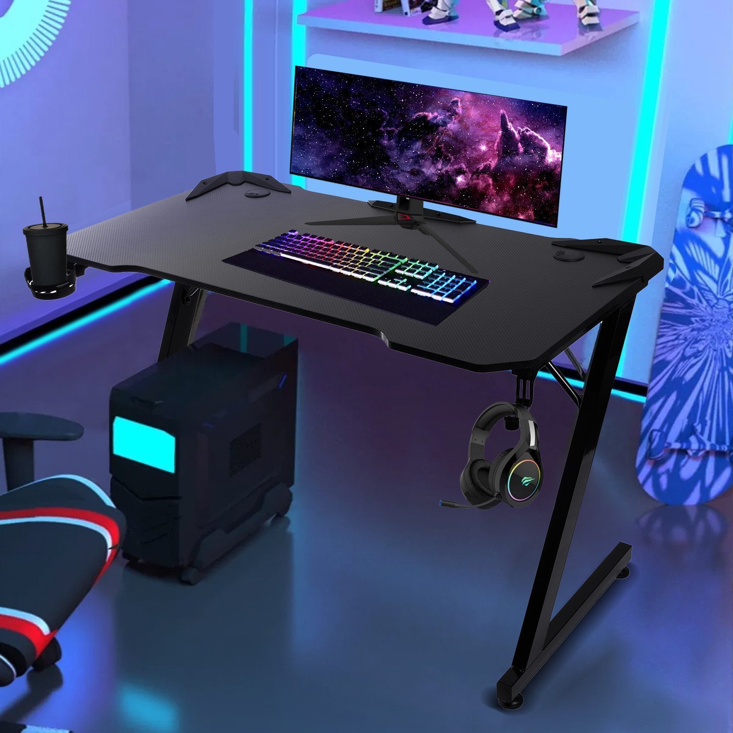 Tavolinë gaming NanoRS Large, 110x60cm, kapacitet 150kg, e zezë