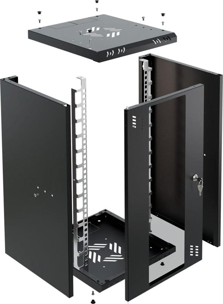 Kabinet rack Intalan 10" 12U, 300mm, montim në mur, i zi