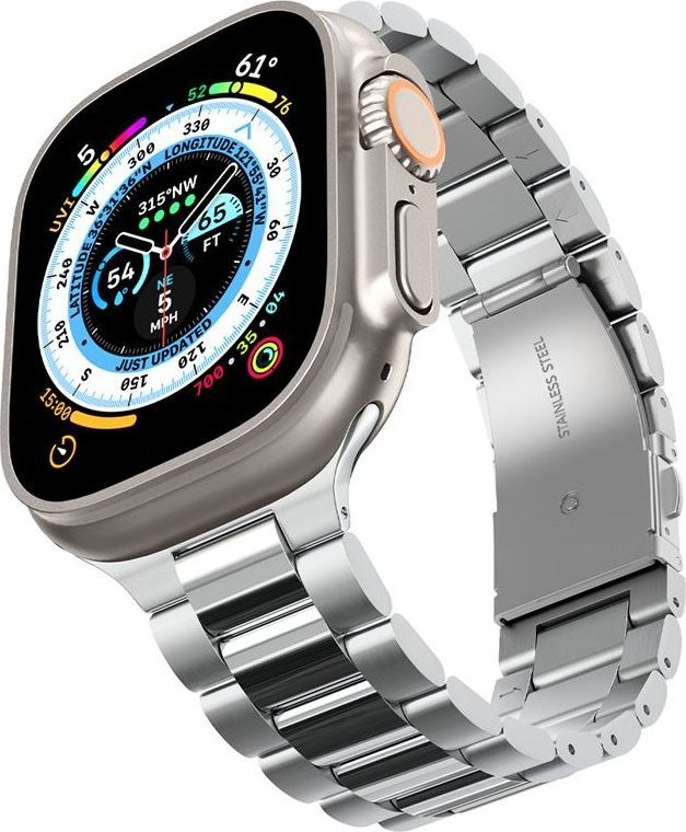 Rrip dore Spigen Modern Fit 316L, për Apple Watch 49mm 45mm 44mm 42mm, çelik inox, argjend