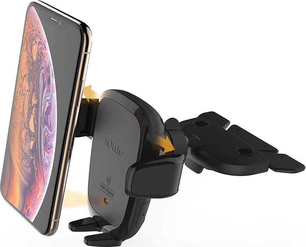 Mbajtës telefoni për makinë iOttie AutoSense, karikim wireless, montim në grilë ajri dhe CD, i zi