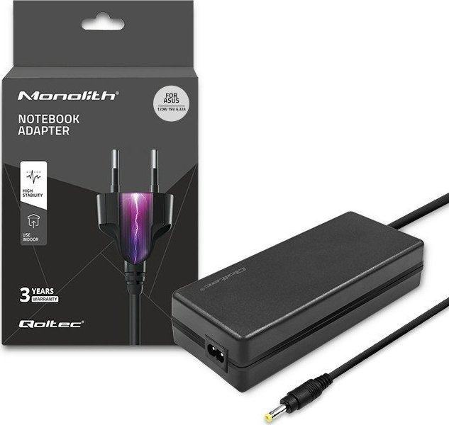 Karikues laptopi Qoltec për Asus, 120W, 19V 6.32A, i zi