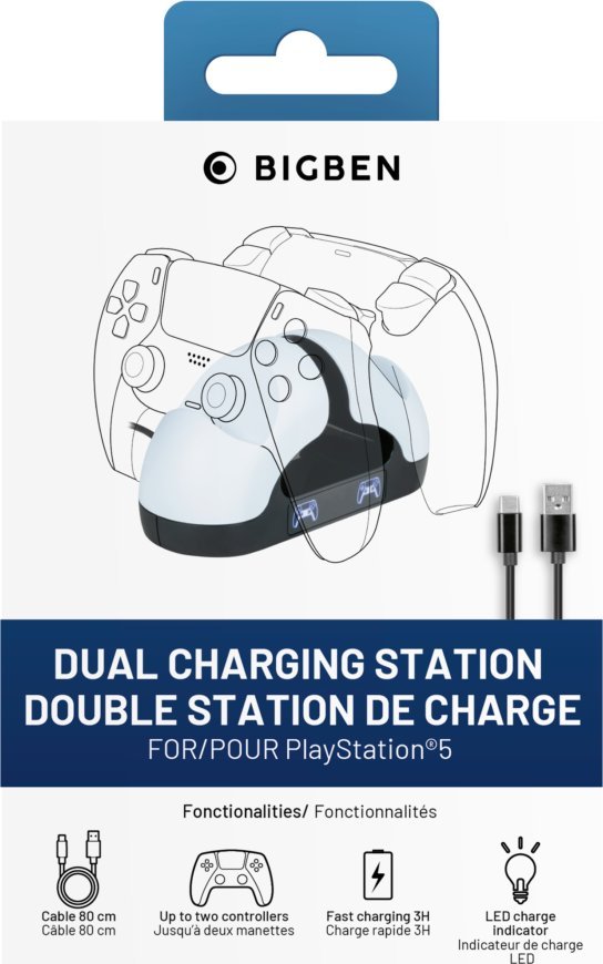 Stacion karikimi Nacon Double, për dy kontrollorë PS5, i bardhë