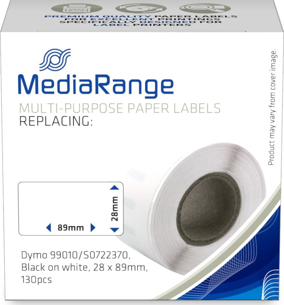Хартиени етикети MediaRange Multi Purpose, за печатачи на етикети Dymo 9, трајно лепливи, бели