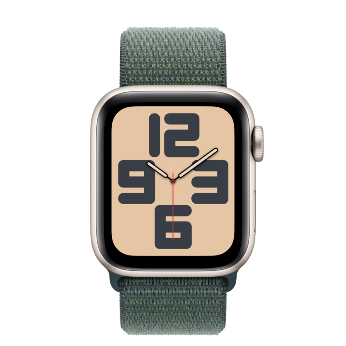 Apple Watch SE2 v3 GPS, 40mm, Starlight Aluminum Case with Lake Green Sport Loop