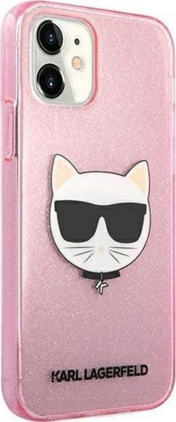 Mbrojtëse Karl Lagerfeld Choupette Head Collection për iPhone 12 mini, rozë