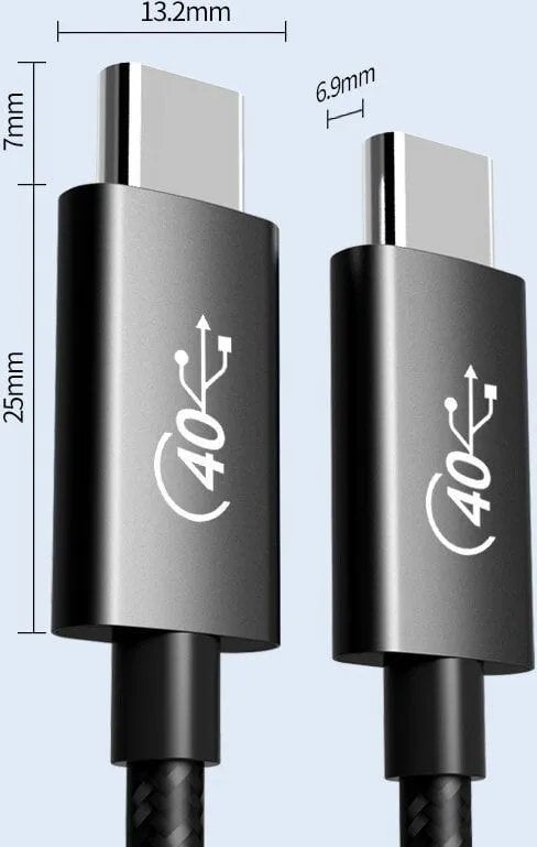 Kabllo USB PremiumCord ku4cx05bk, USB4 USB C në USB C, 0.5 m, e zezë