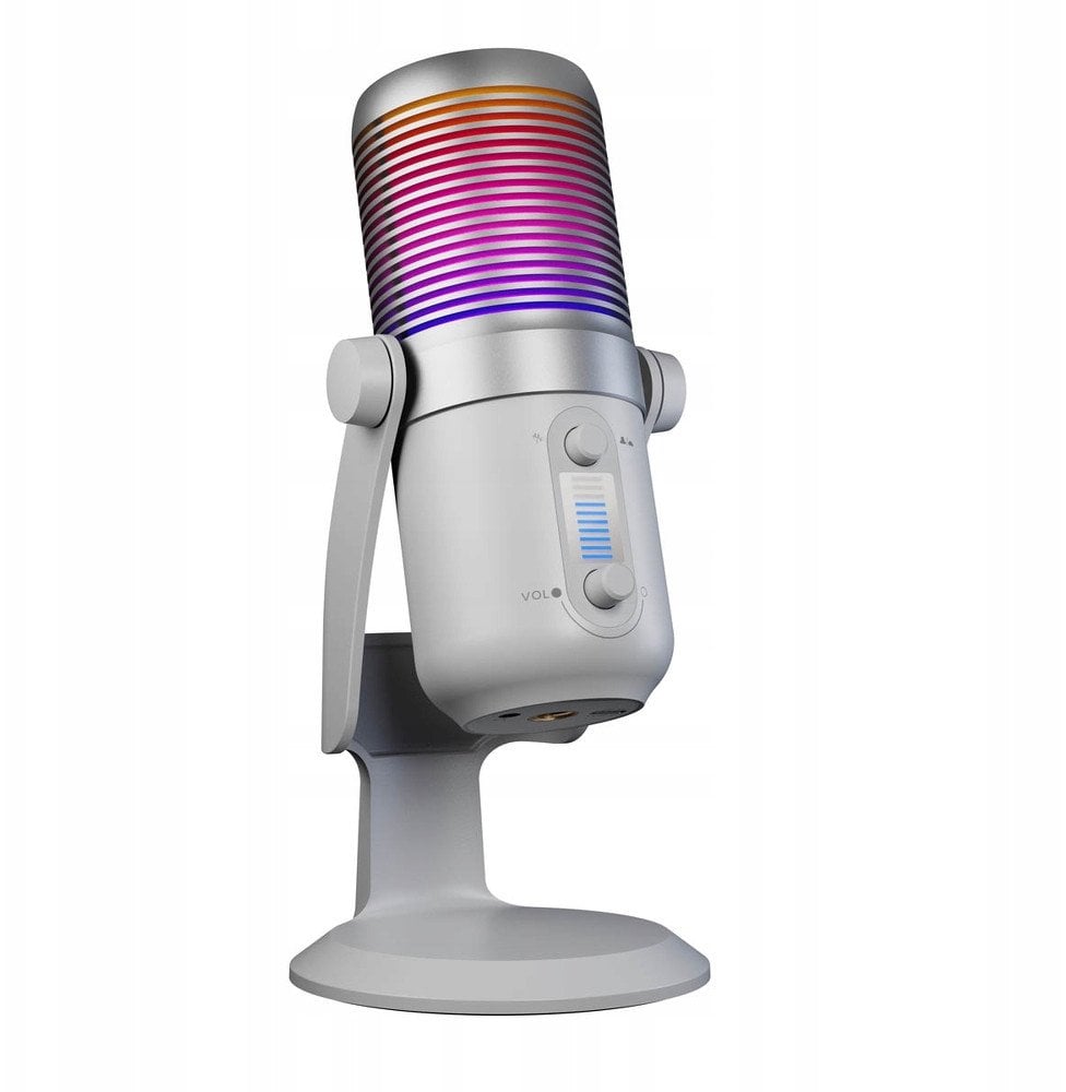 Mikrofon Rampage Diyez, kondensator USB, RGB, i bardhë