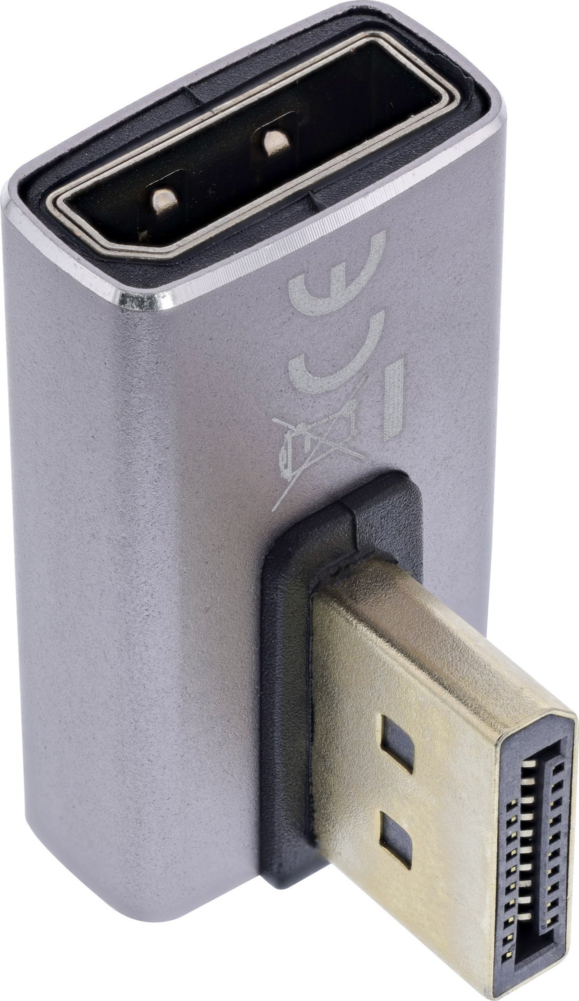 Адаптер ДисплејПорт InLine 1.4, 90° лево, 8K UHD, црн