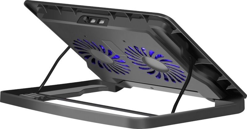 Bazë ftohëse për laptop Defender NS-503, 2 ventilatorë, ndriçim LED, e zezë