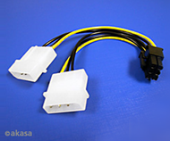 Кабел за напојување Aksa Molex x2 - PCIe 6-пински, 0,1m
