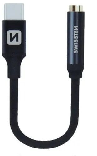 Adapter audio Swissten USB C në 3.5mm jack, 0.15m, i bardhë