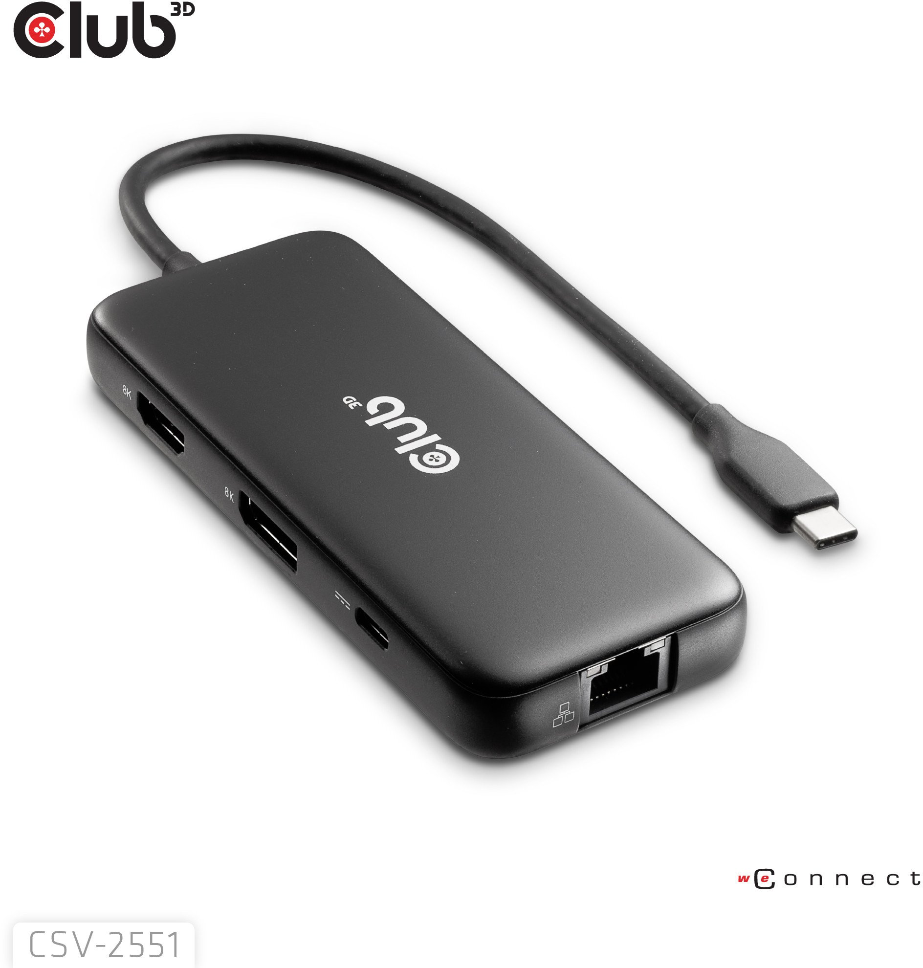 Stacion dokimi Club3D 8-in-1 USB Type-C, HDMI DP 8K, Power Delivery 100W, gri