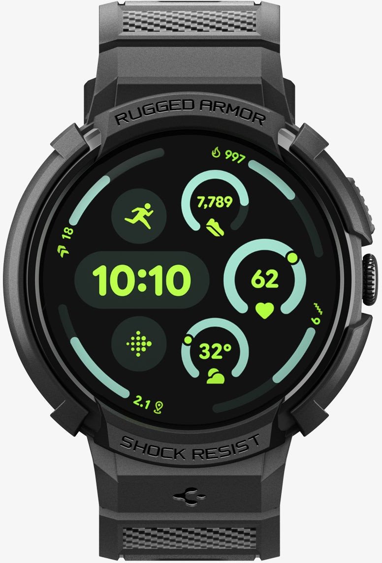 Mbrojtëse ore Spigen Rugged Armor Pro Stand, për Google Pixel Watch 4 41mm, e zezë matte