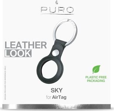 Mbajtëse Puro për Apple AirTag Leather Sky, lëkurë, e zezë