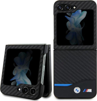 Mbulesë BMW BMHCZF522NBCK për Samsung Galaxy Z Flip5, lëkurë karbon, e zezë