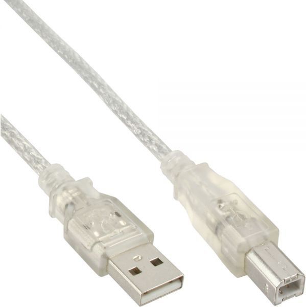 Kabllo USB InLine Type A male - B male, transparente, 0.5m (34505T)