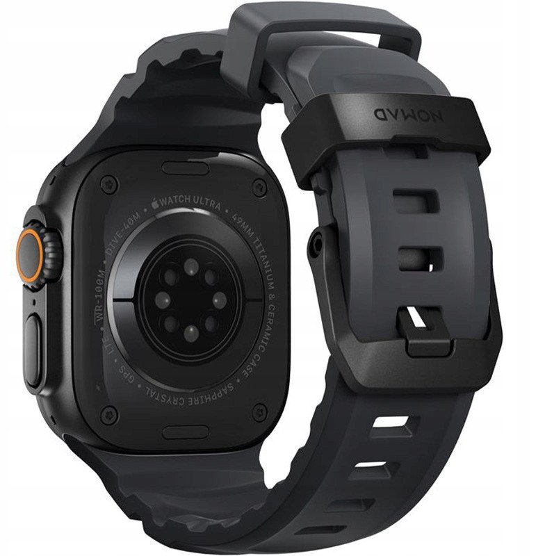 Rripa dore për Apple Watch Rocky Point Band Storm, 46mm 49mm, FKM fluoroelastomer, harduer titani i zi