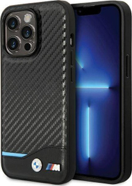 Këllëf BMW BMHCP13X22NBCK për iPhone 13 Pro Max, hardcase lëkurë Carbon, i zi