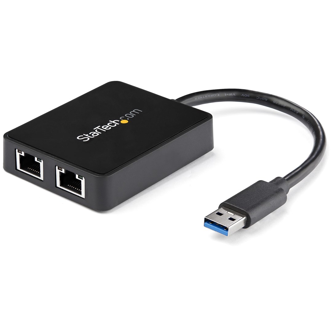 Përshtatës Ethernet StarTech USB32000SPT, USB 3.0, 2-Port Gigabit, i zi