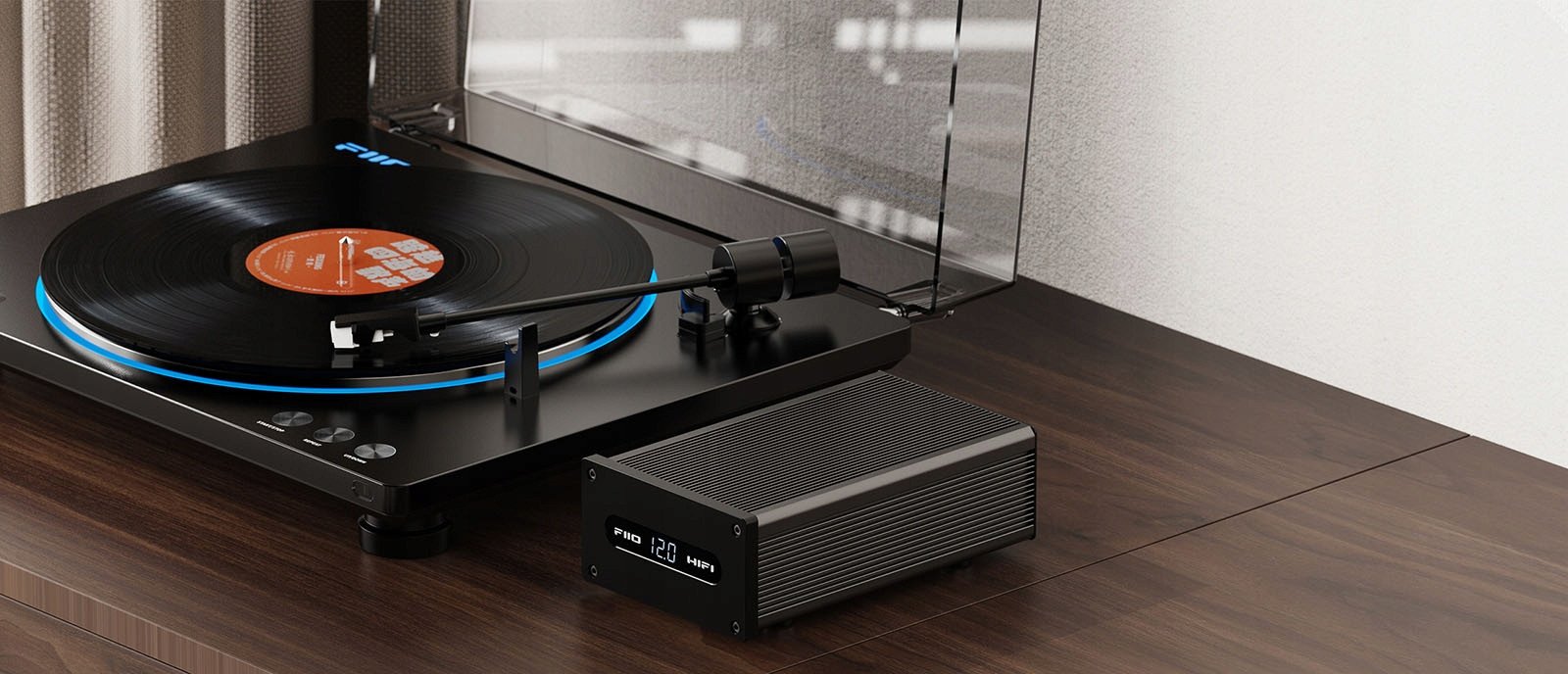 Gramafon FiiO TT13, stereo automatik, phono preamp i integruar, i zi