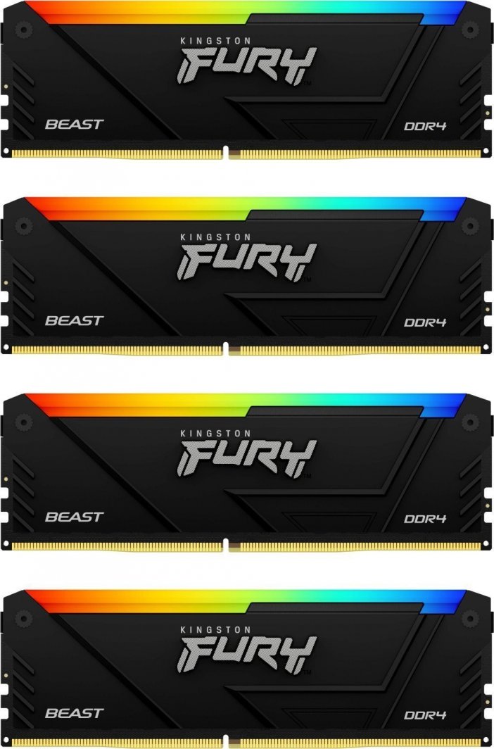 меморија  Kingston Fury Beast RGB, DDR4, 32 GB, 3600 MHz, CL17, KF436C17BB2AK4/32