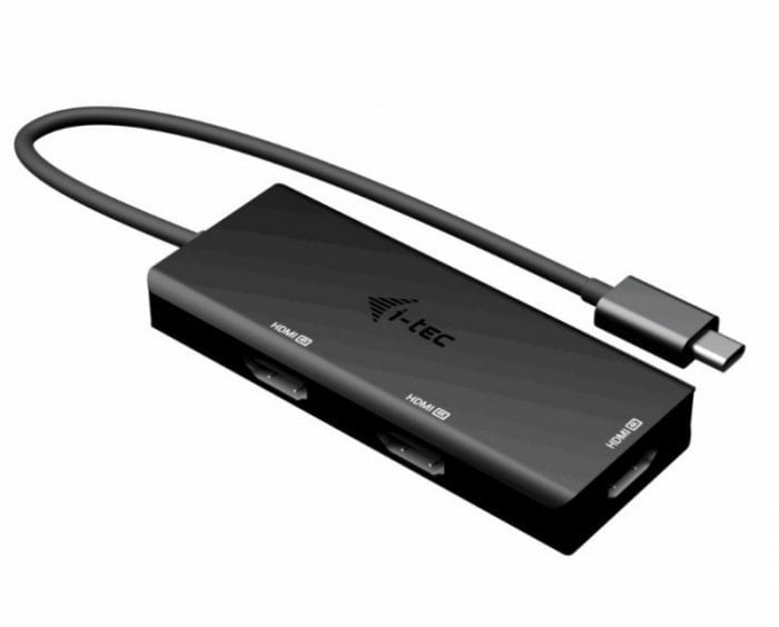 Видео адаптер USB-C I-tec Triple 4K HDMI, Power Delivery 100W, сива