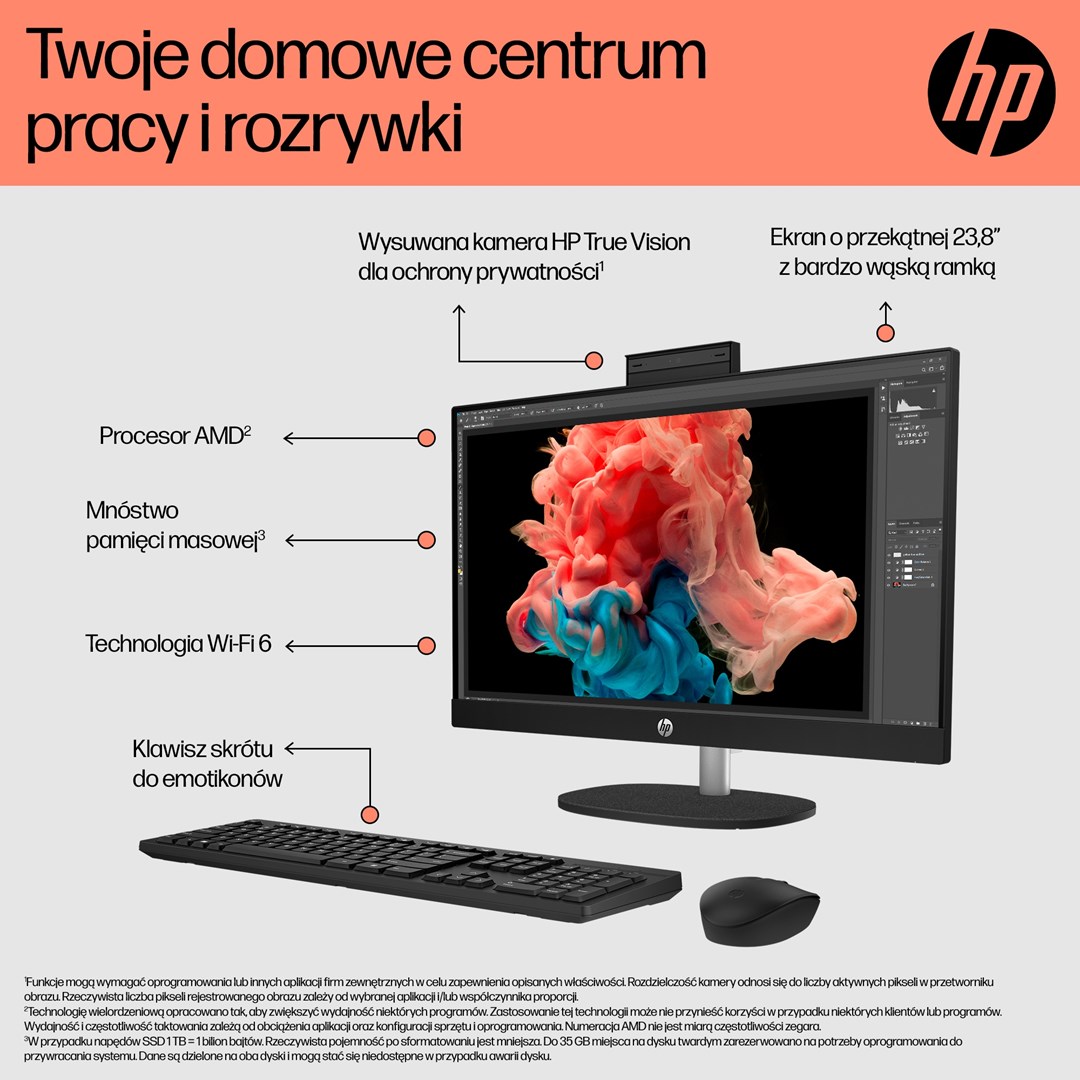 Kompjuter All-in-One HP 24-cr0008nw, Athlon Silver 7120U, 8GB, 512GB, i bardhë