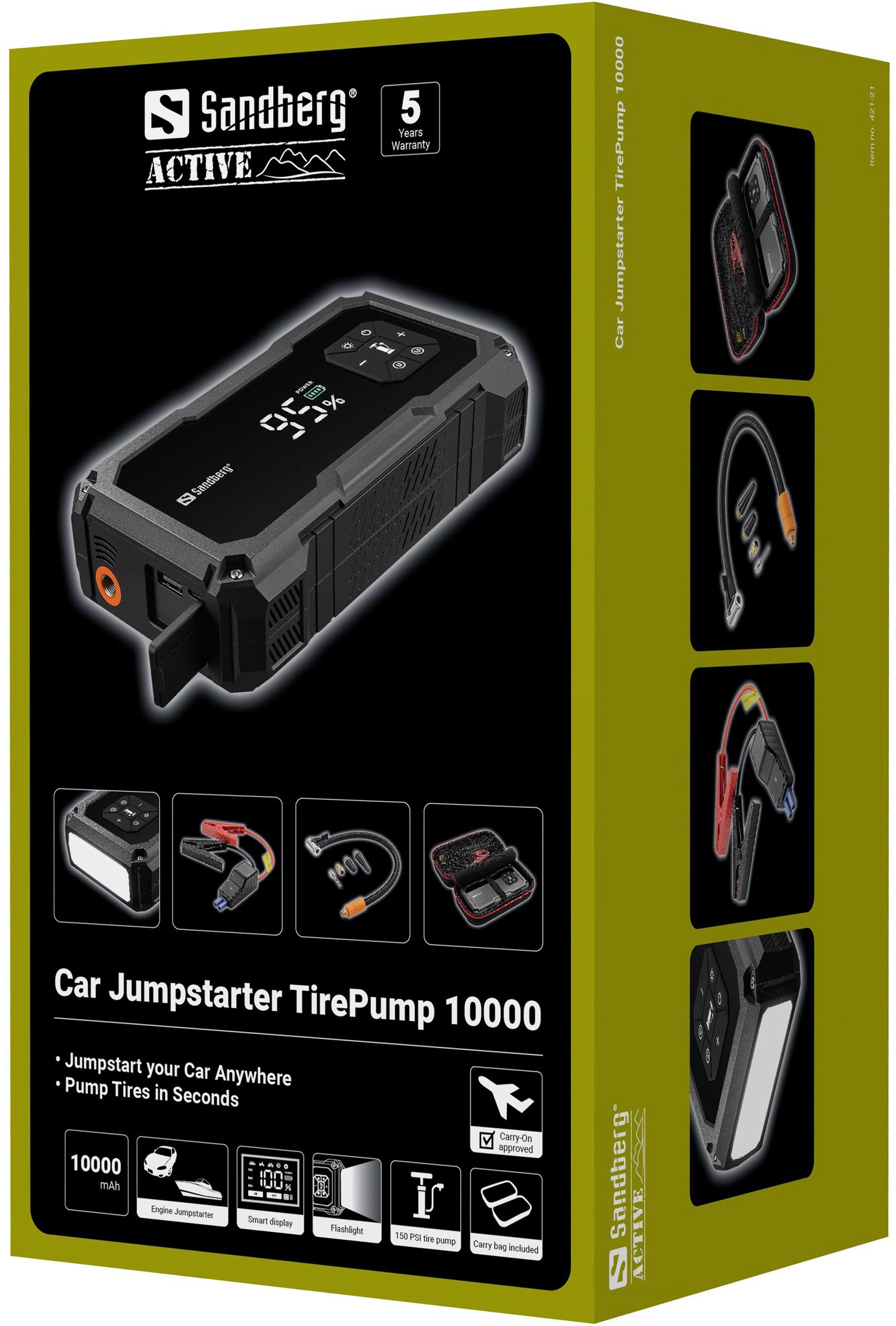 Starter makine me kompresor Sandberg Car Jumpstarter TirePump 10000, 10000mAh, 150 PSI, i zi