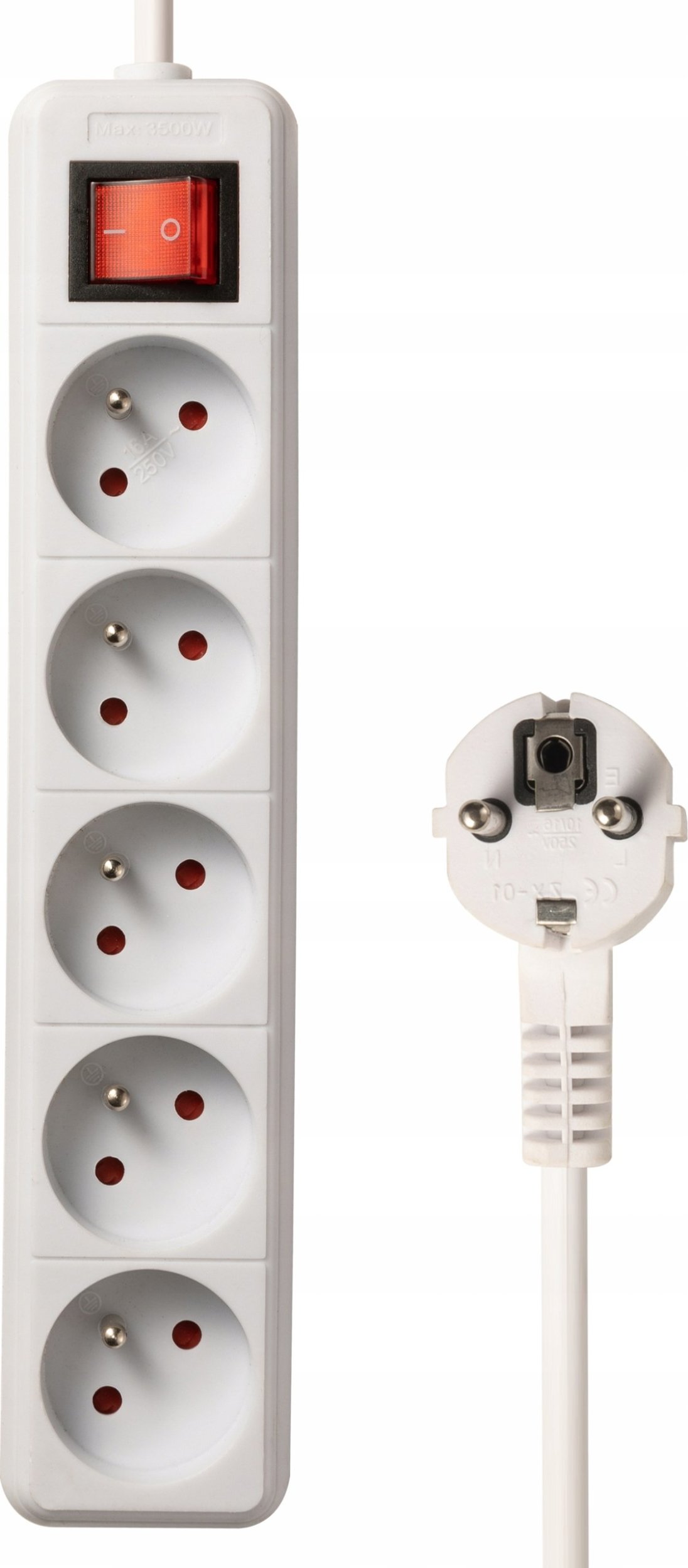 Електрична лента Bounn, 5 приклучници, 3 m, 16A, бела
