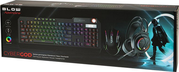 Set gaming BLOW CYBERGOD, tastierë me LED, maus ergonomik, kufje me mikrofon, e zezë