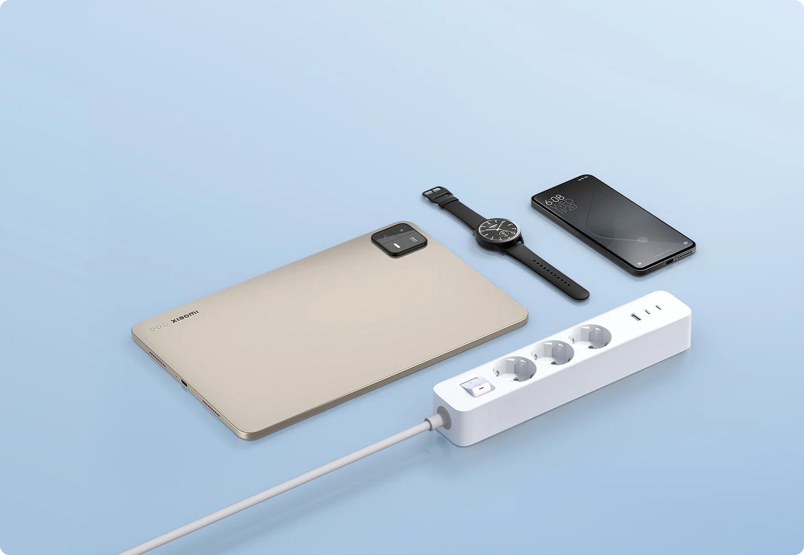 Лента за струја Xiaomi Power Strip BHR07UKEU, 20W, 3 порти 2C1A, бела